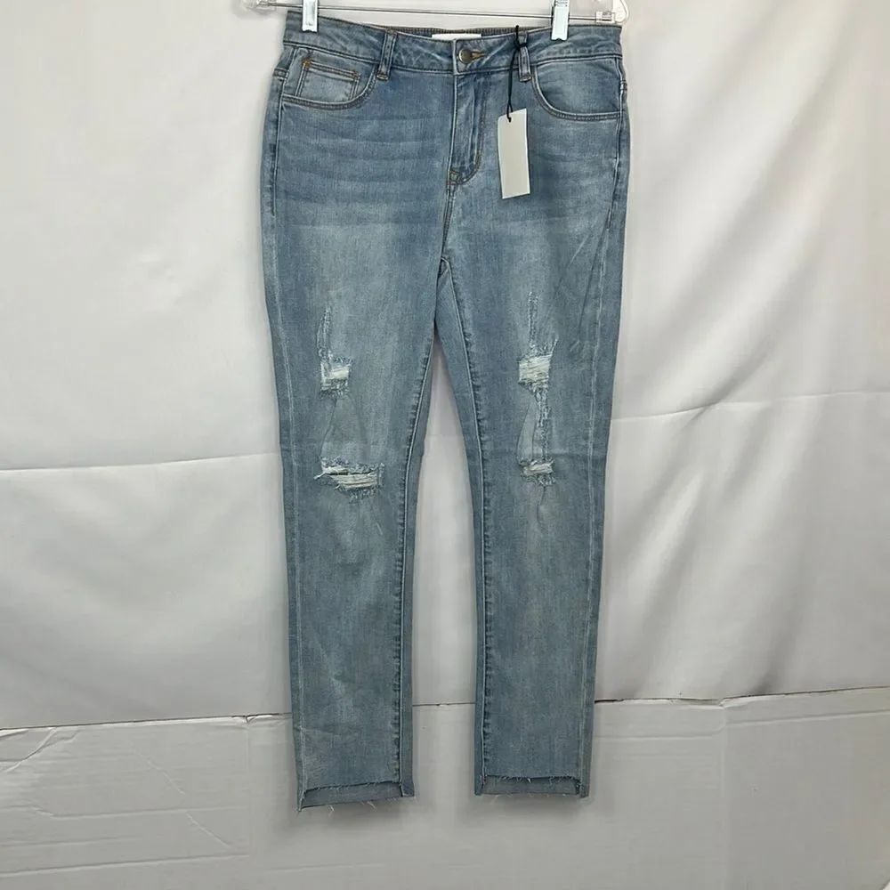 EVIDNT Verona skinny Ankle step hem destroyed jeans size 27 NWT